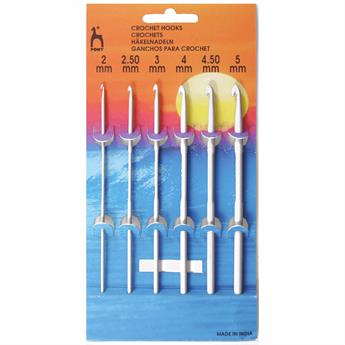 Aluminium Crochet Hooks: 6 Asstd Sizes: 2.00 - 5mm