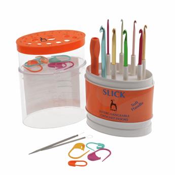 Crochet Hooks: Slick: Anodised Aluminium: Interchangeable: Assorted S