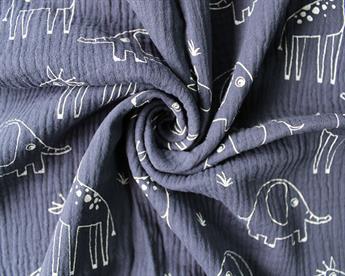 Giraffe And Elephant Double Gauze
