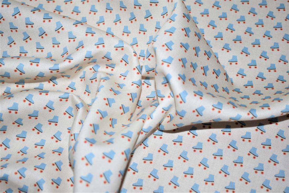 Beige Small Floral Print Cotton Fabric