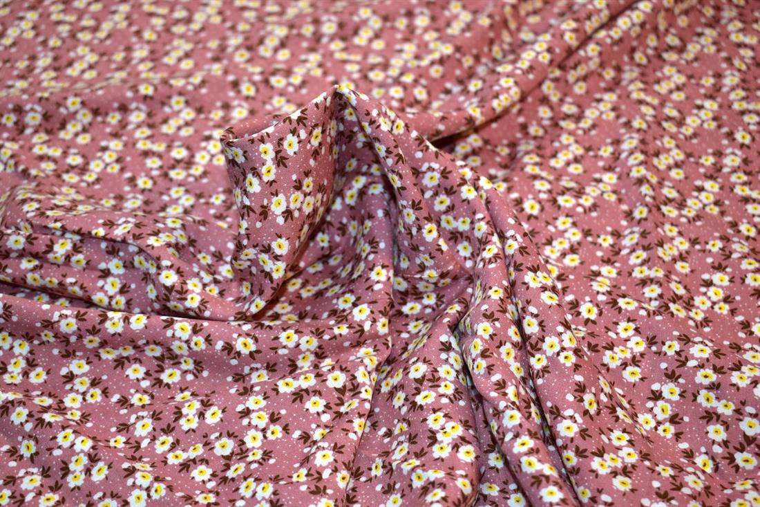 Dusky Pink Printed Floral 100% Viscose Fabric Material