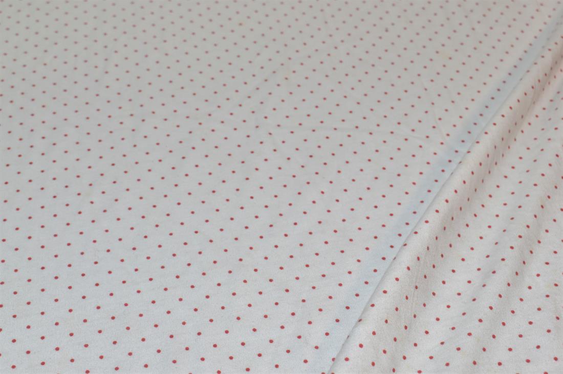 Ivory & Red Pin Spots Printed Jersey Fabric