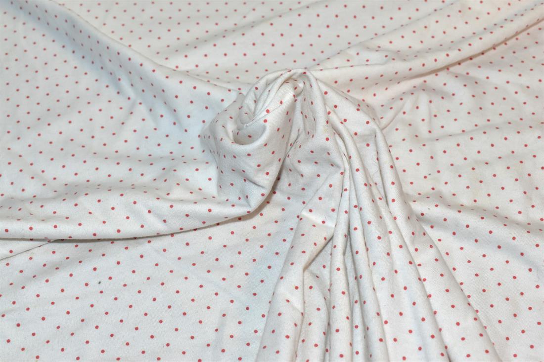 Ivory & Red Pin Spots Printed Jersey Fabric