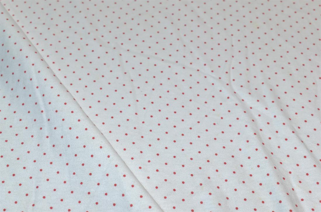 Ivory & Red Pin Spots Printed Jersey Fabric
