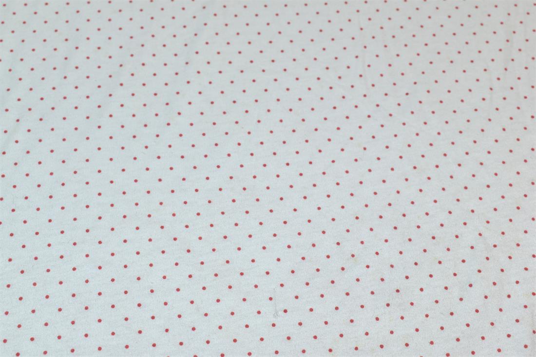 Ivory & Red Pin Spots Printed Jersey Fabric