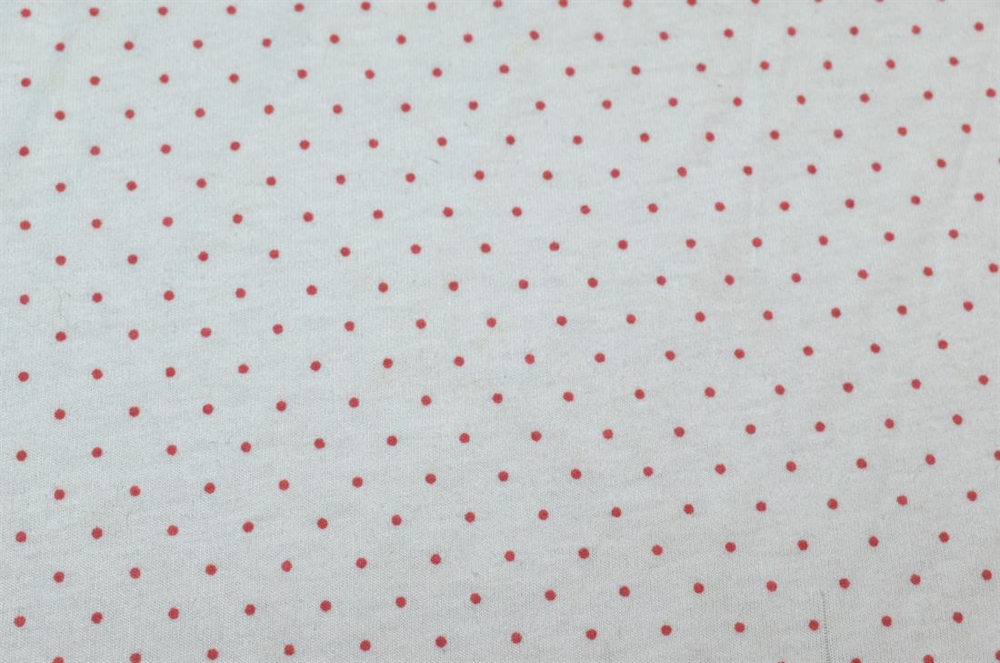 Ivory & Red Pin Spots Printed Jersey Fabric