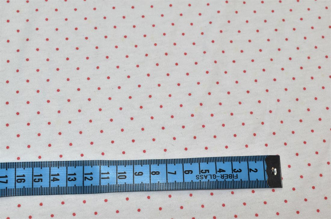 Ivory & Red Pin Spots Printed Jersey Fabric