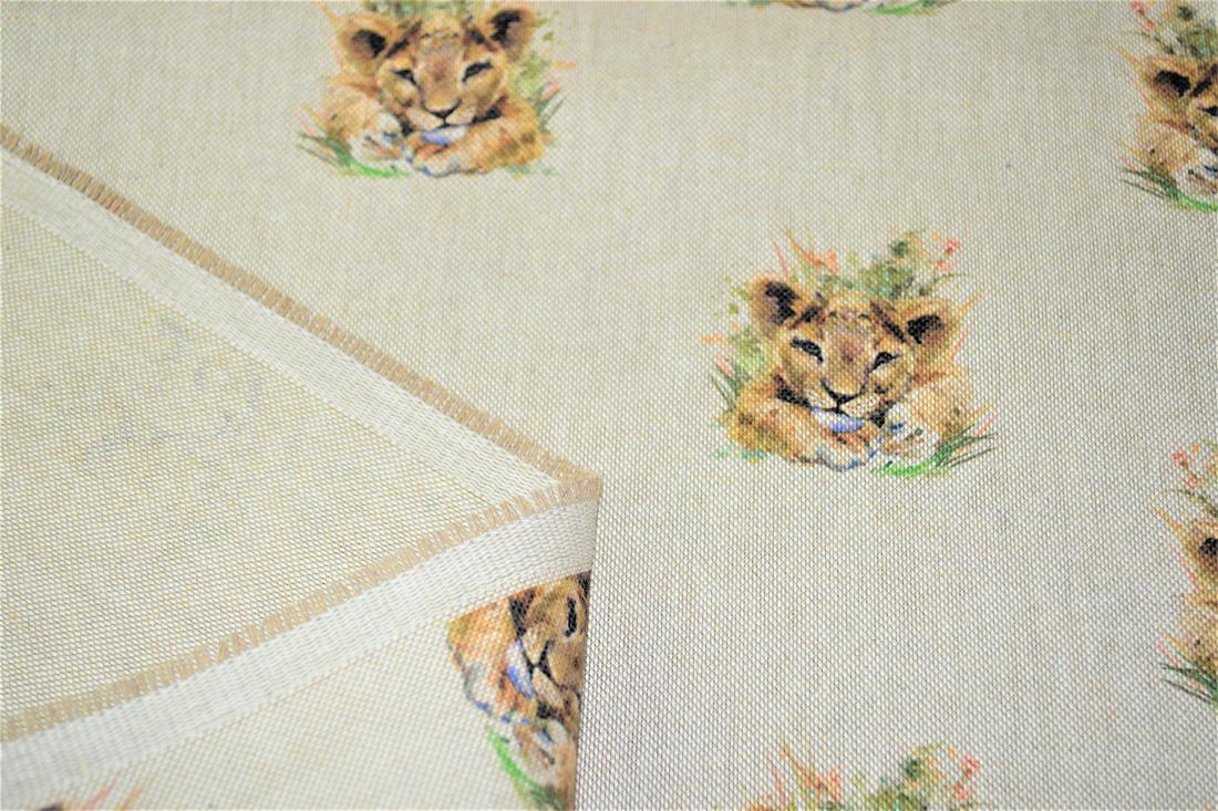 Natural Cat All Over Printed Digital Canvas Fabric