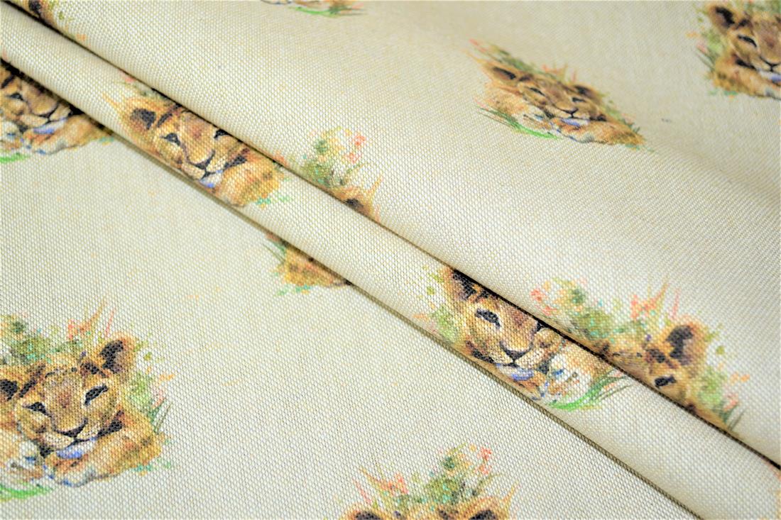 Natural Cat All Over Printed Digital Canvas Fabric
