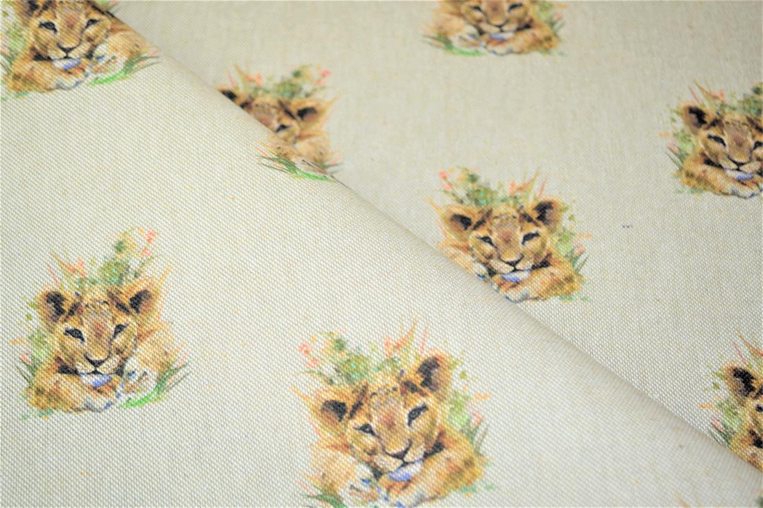 Natural Cat All Over Printed Digital Canvas Fabric
