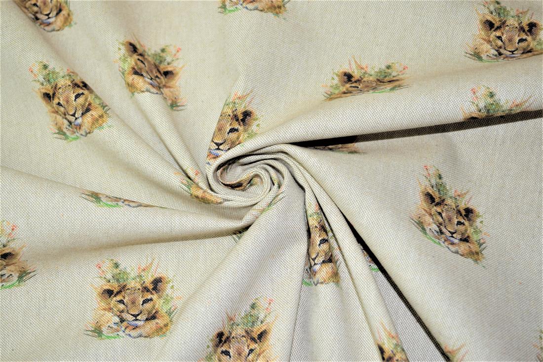 Natural Cat All Over Printed Digital Canvas Fabric