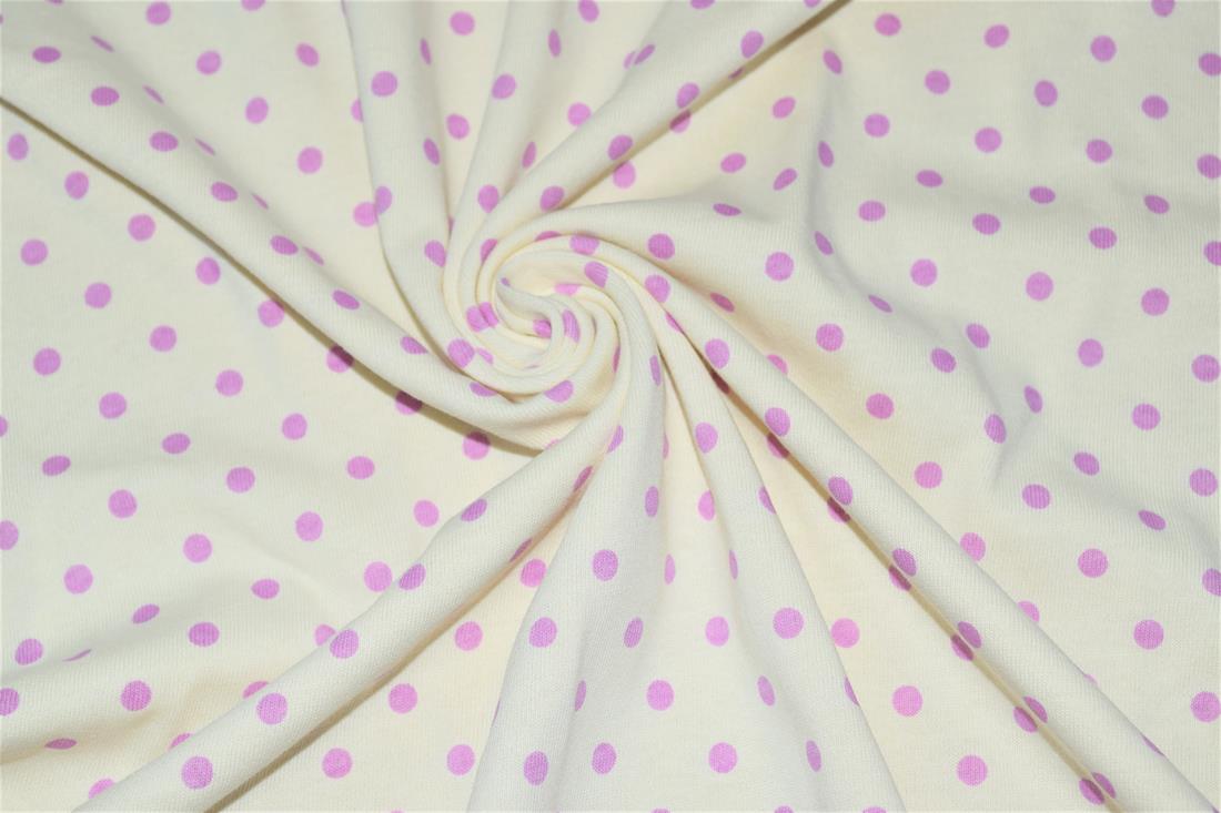 Off White & Lilac Printed Jersey Fabric