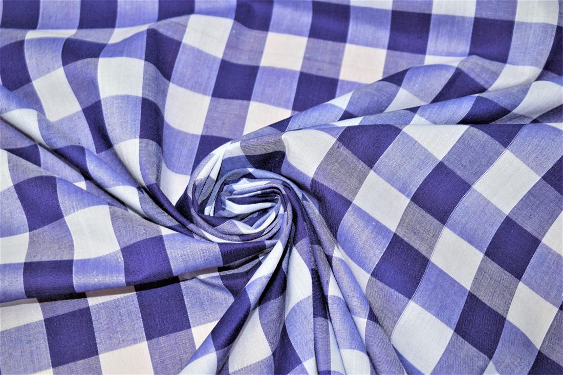 Large Check Printed Polycotton Fabric