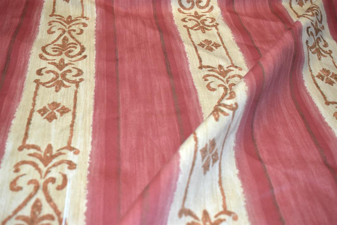 Rust & Beige Printed Furnishing Upholstery Curtain Fabric