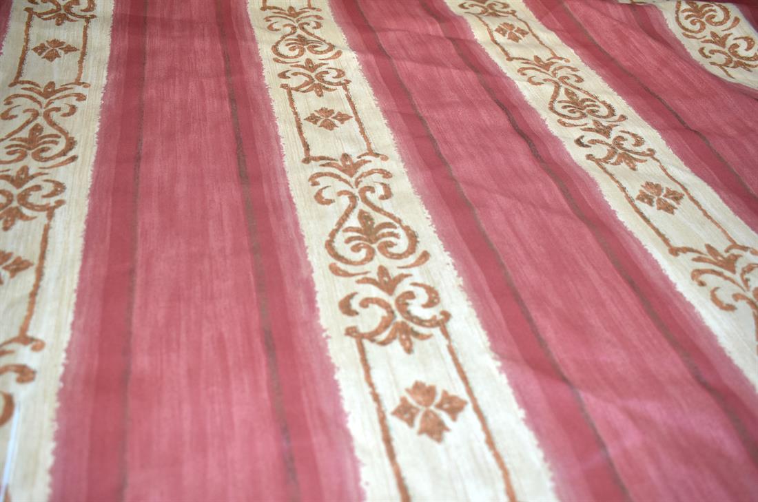 Rust & Beige Printed Furnishing Upholstery Curtain Fabric