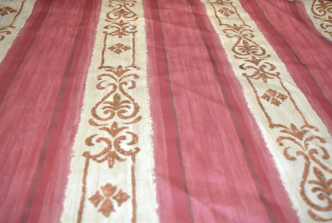 Rust & Beige Printed Furnishing Upholstery Curtain Fabric