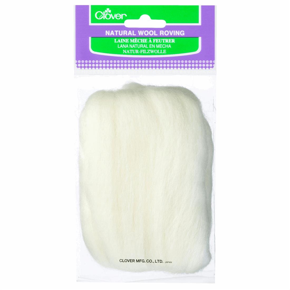 20g Clover Natural Wool Roving (Off White)