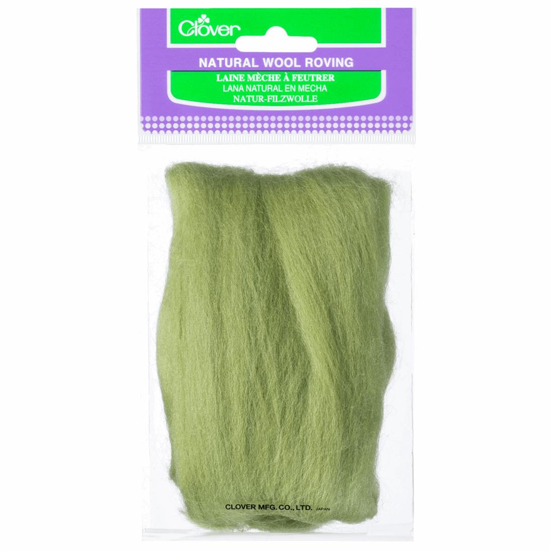 20g Clover Natural Wool Roving (Moss Green)