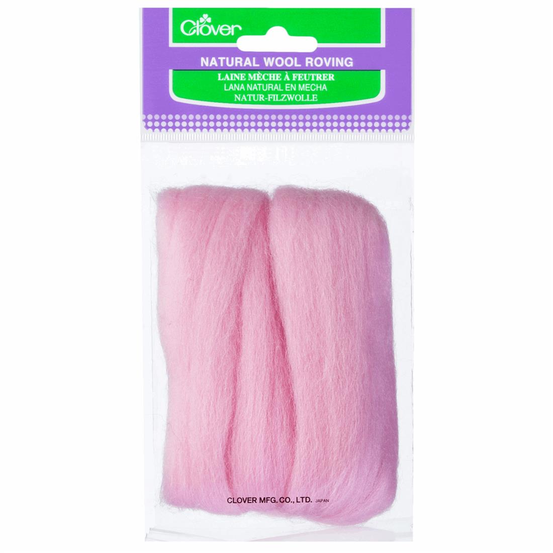 20g Clover Natural Wool Roving (Pink)