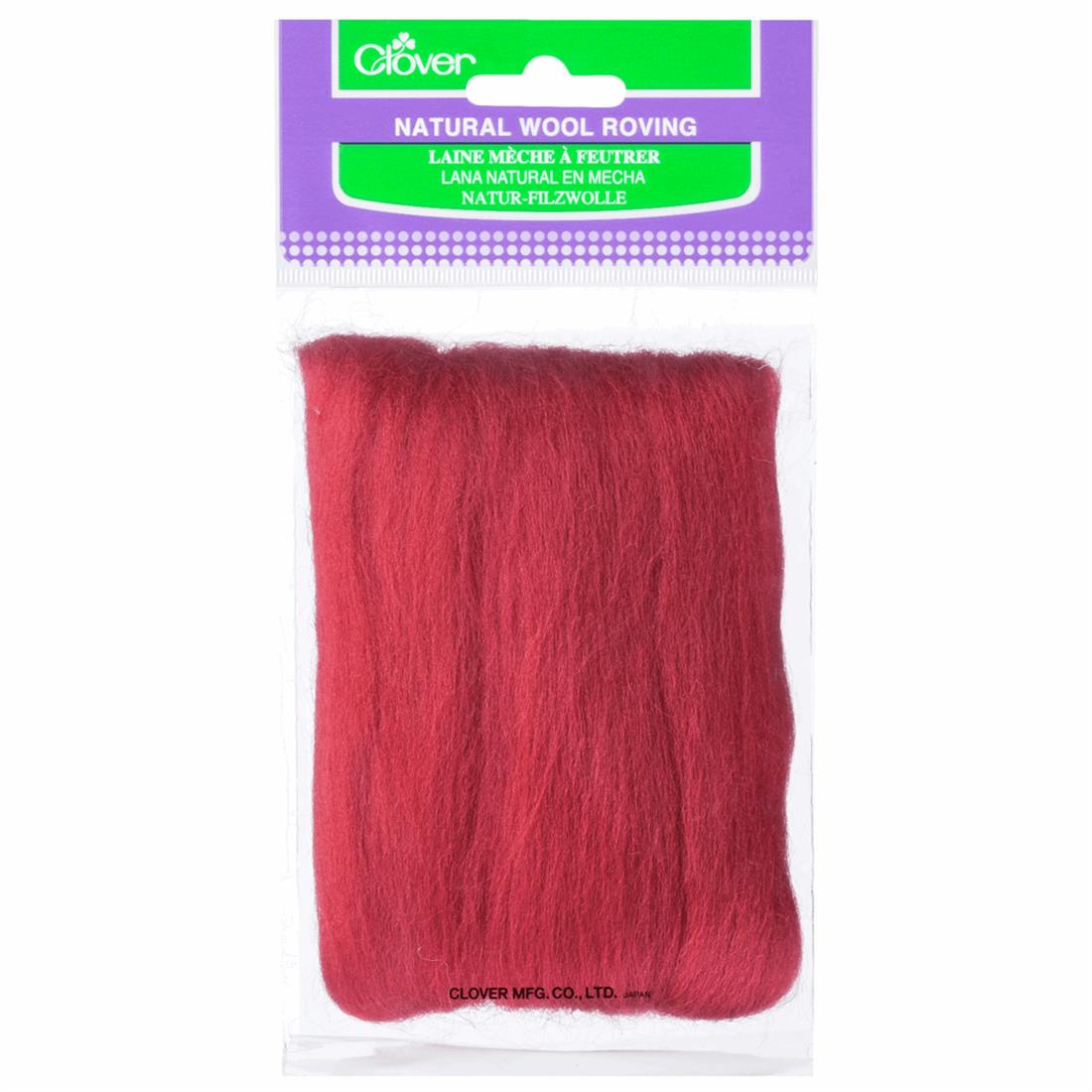 20g Clover Natural Wool Roving (Red)