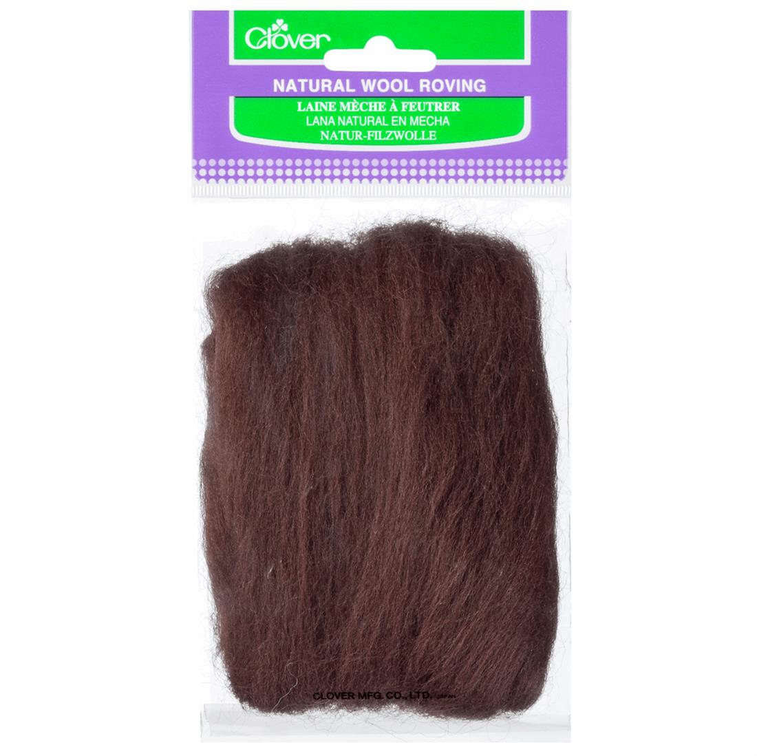 20g Clover Natural Wool Roving (Brown)