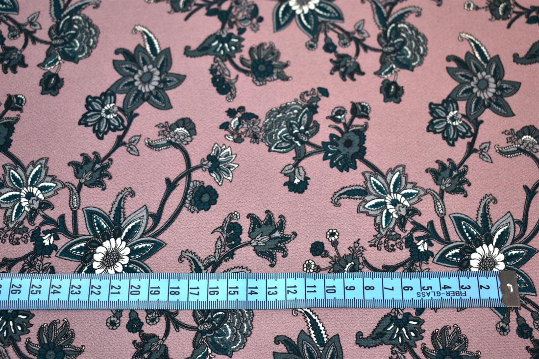 Mouve & Black Viscose 2Mtr Piece Printed Floral 100% Fabric