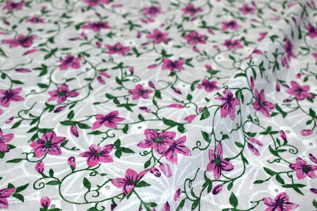 Flowers and Leaves Polycotton Anglaise Introducing