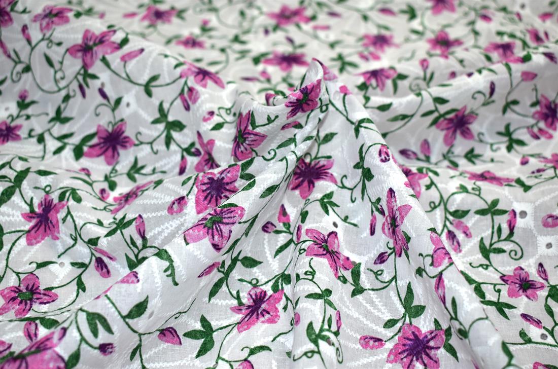 Flowers and Leaves Polycotton Anglaise Introducing