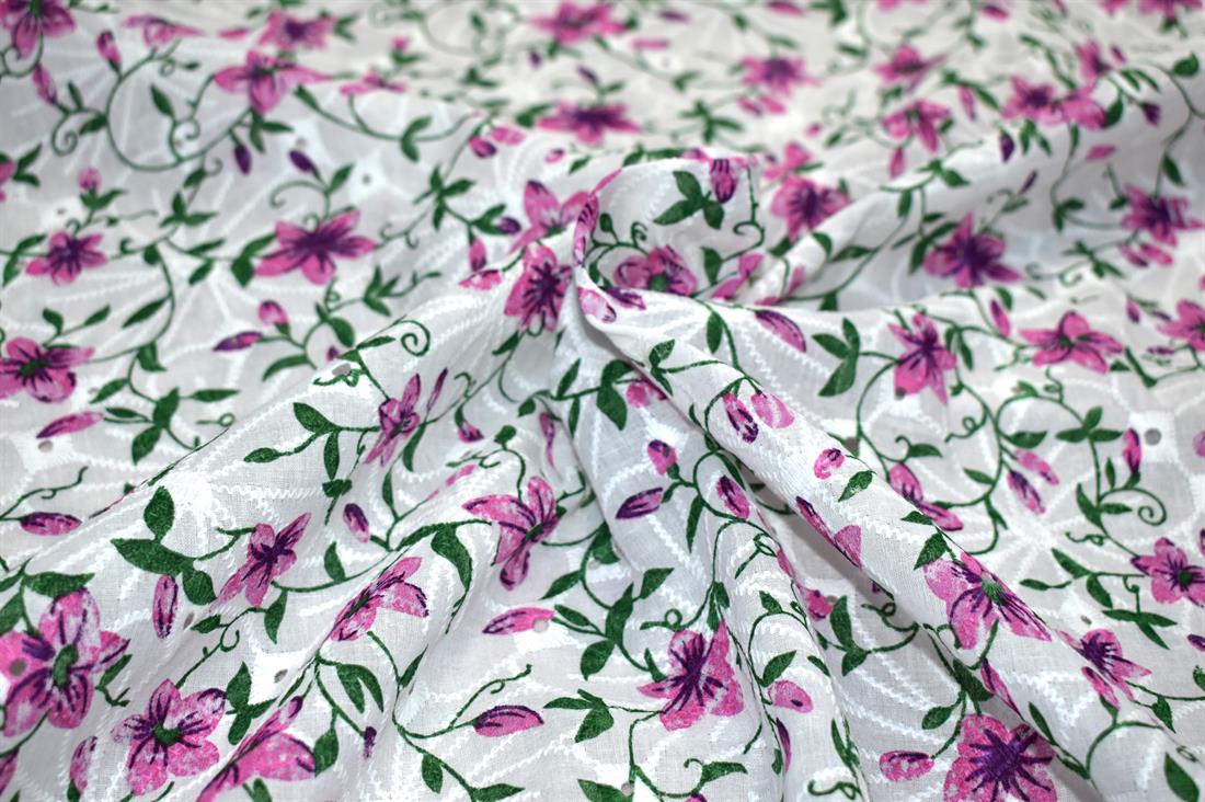 Flowers and Leaves Polycotton Anglaise Introducing