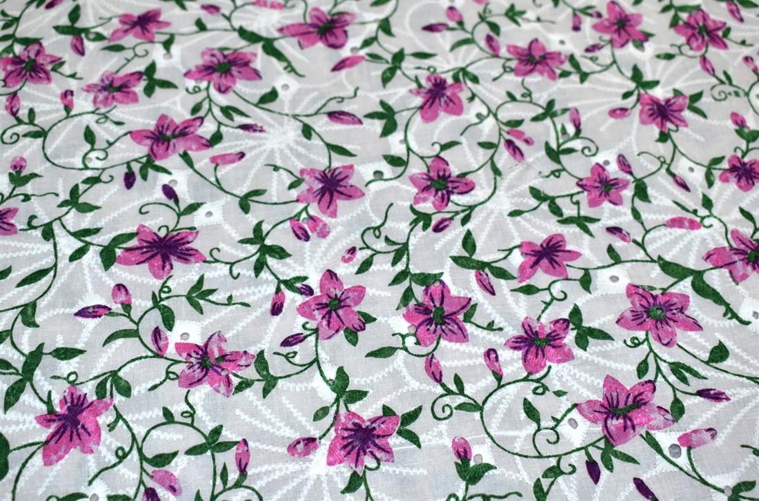 Flowers and Leaves Polycotton Anglaise Introducing
