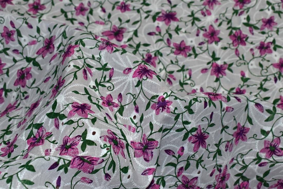 Flowers and Leaves Polycotton Anglaise Introducing