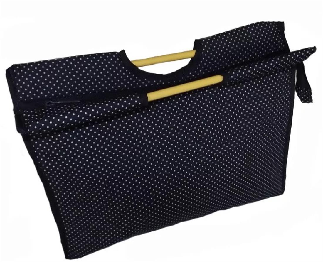 Plastic Handle Navy Polka Dot Craft Bag