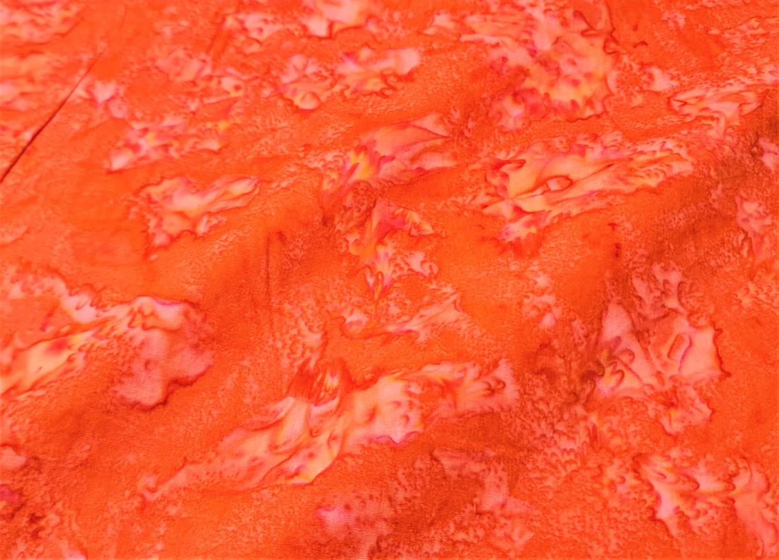Tomato Red Printed Marbled Batik