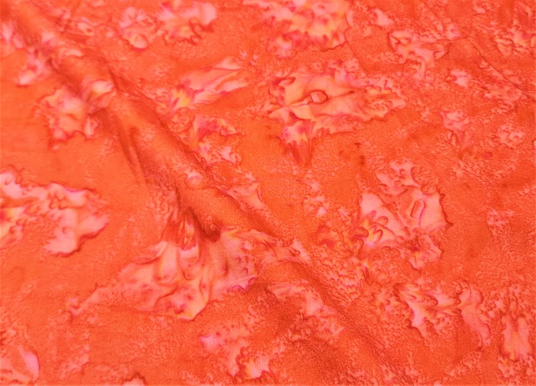 Tomato Red Printed Marbled Batik