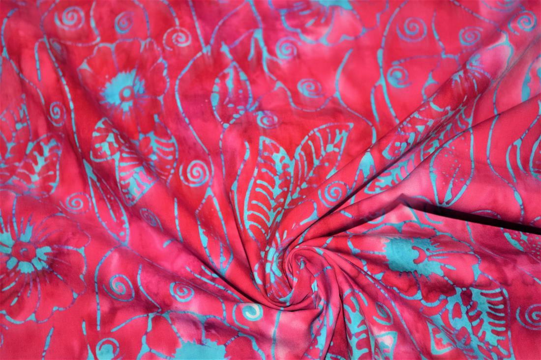 Dark Pink Printed Batik Fabric