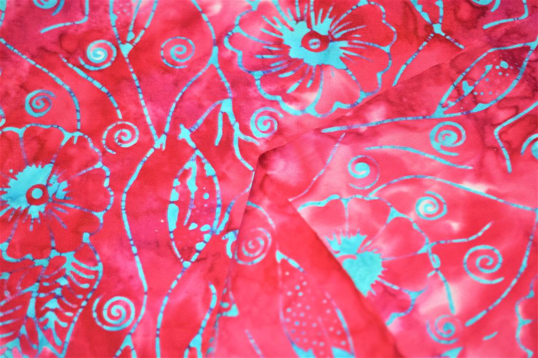 Dark Pink Printed Batik Fabric