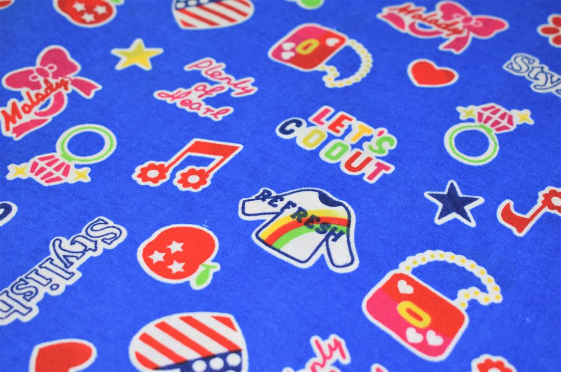 Blue Brushed Cotton Printed Fabric