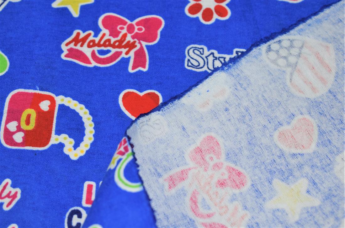 Blue Brushed Cotton Printed Fabric