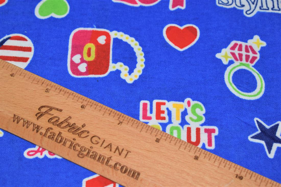 Blue Brushed Cotton Printed Fabric