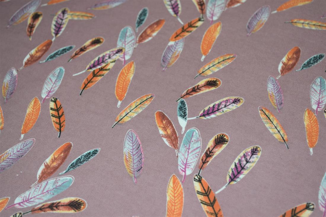 Colourful Feather Printed Soft Brushed Flannel Winceyette 100% Cotton…