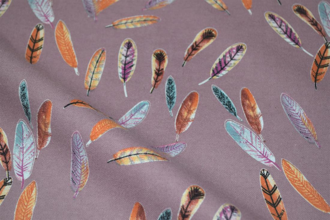 Colourful Feather Printed Soft Brushed Flannel Winceyette 100% Cotton…