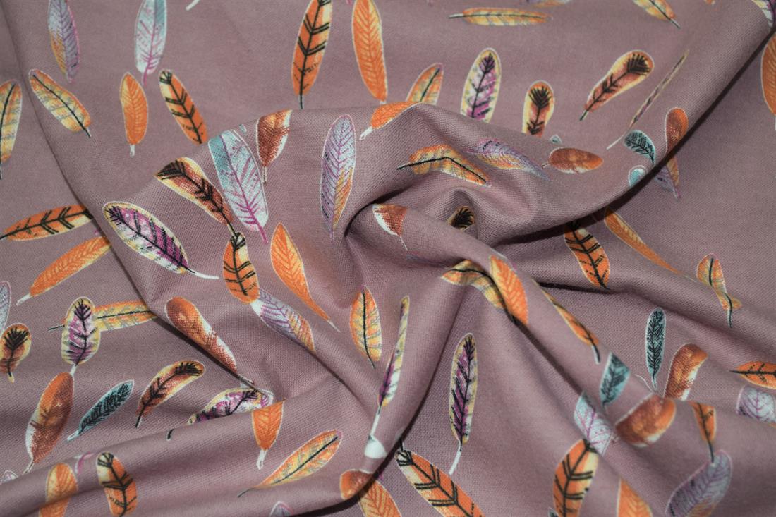 Colourful Feather Printed Soft Brushed Flannel Winceyette 100% Cotton…