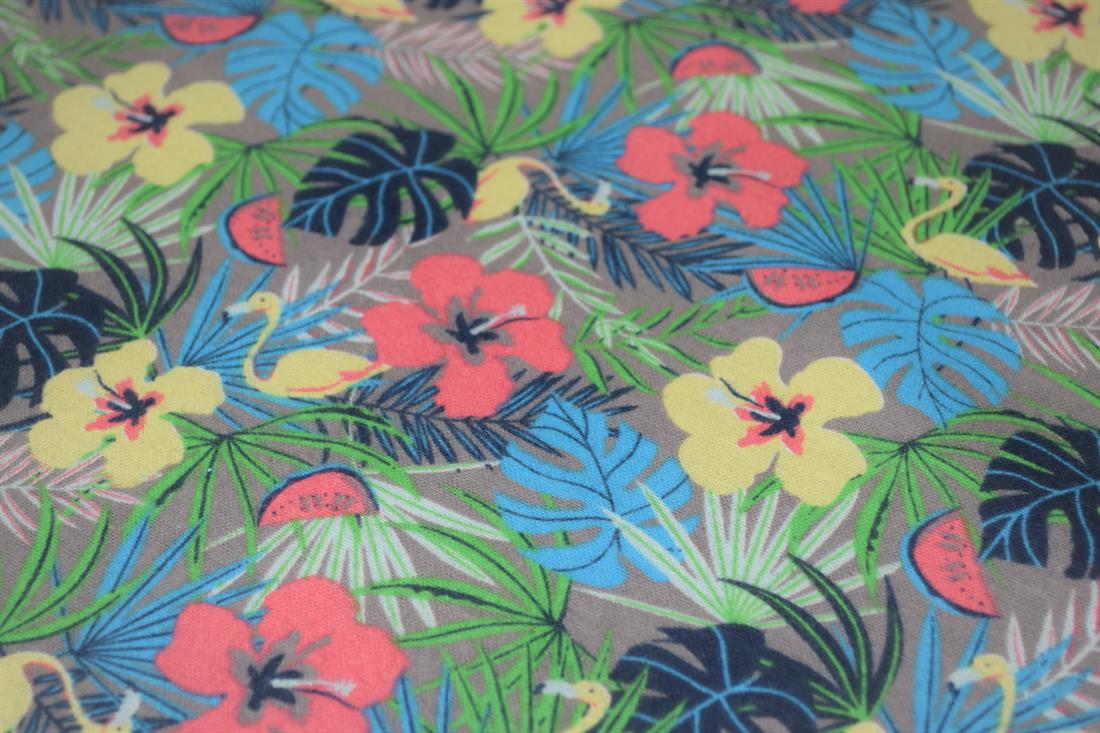 Green Floral Design Printed Soft Brushed Flannel 100% Cotton Fabric