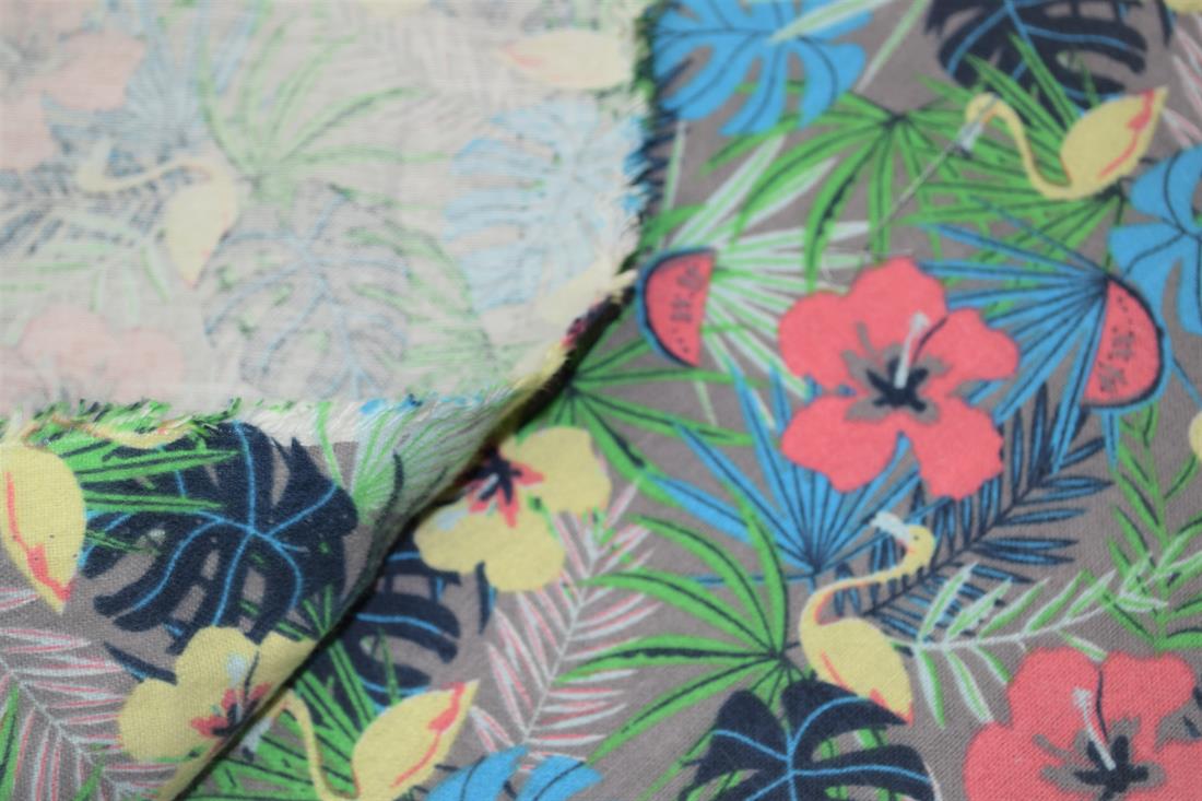 Green Floral Design Printed Soft Brushed Flannel 100% Cotton Fabric