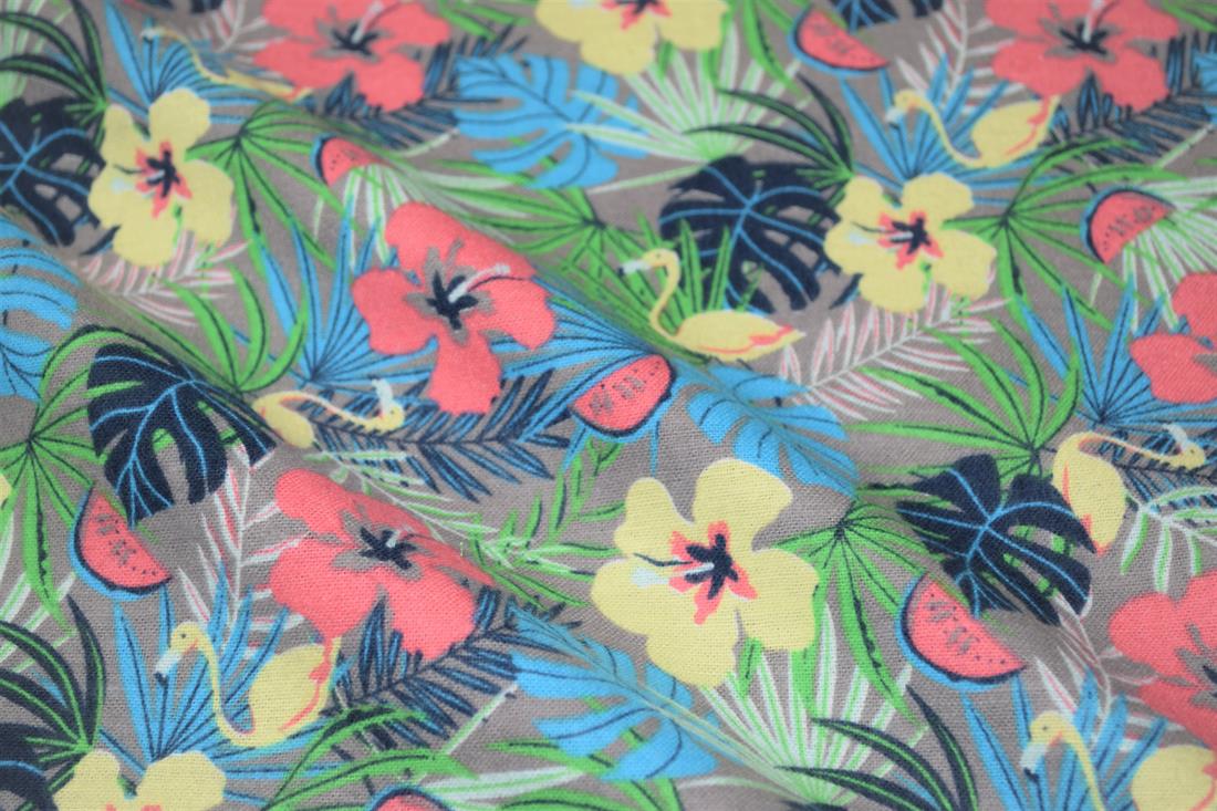 Green Floral Design Printed Soft Brushed Flannel 100% Cotton Fabric
