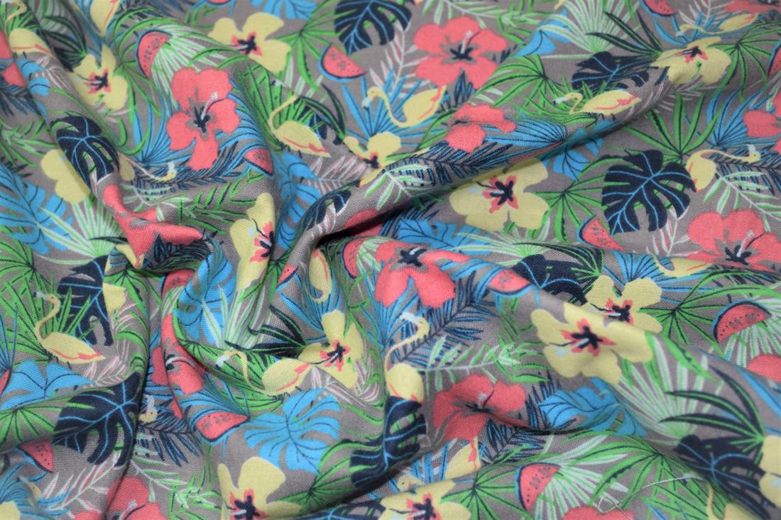 Green Floral Design Printed Soft Brushed Flannel 100% Cotton Fabric