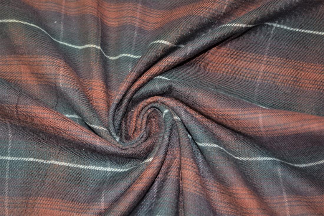 Brown & Black Printed Tartan 100% Brushed Flannel Cotton Fabric