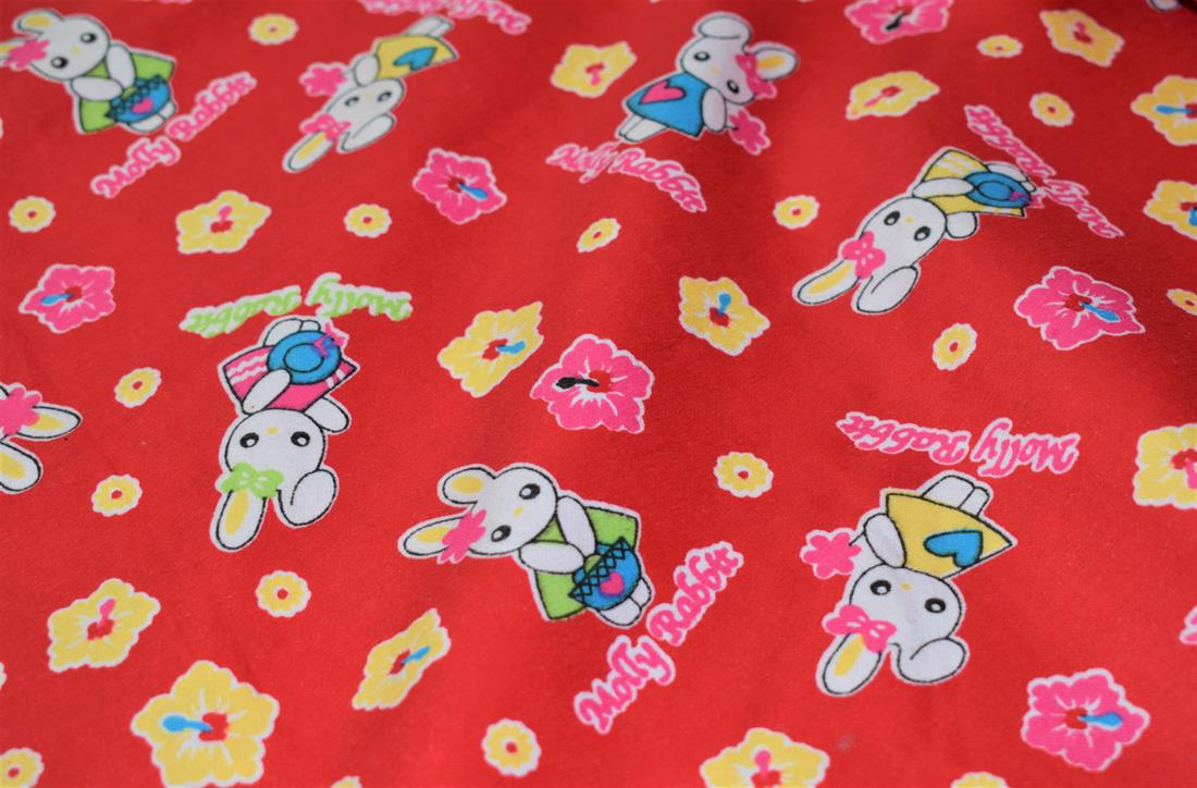 Red Brushed Cototn Printed Cotton Fabric