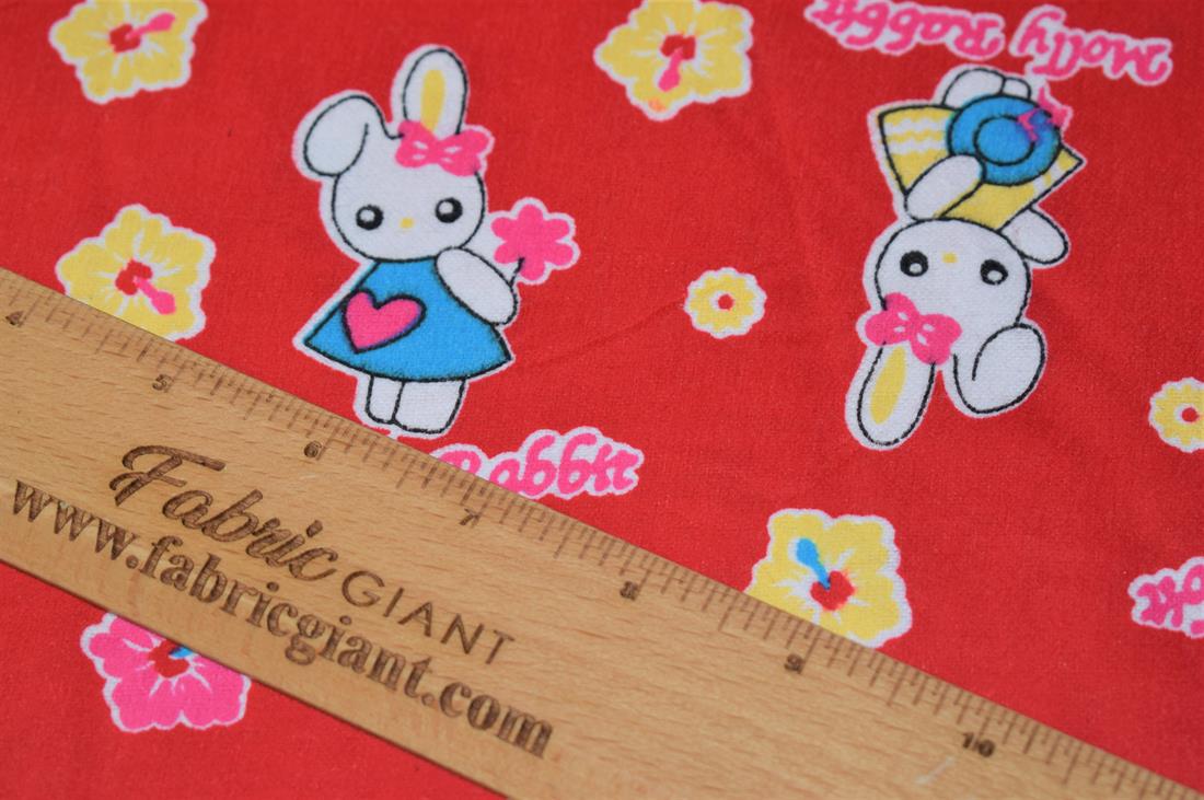 Red Brushed Cototn Printed Cotton Fabric