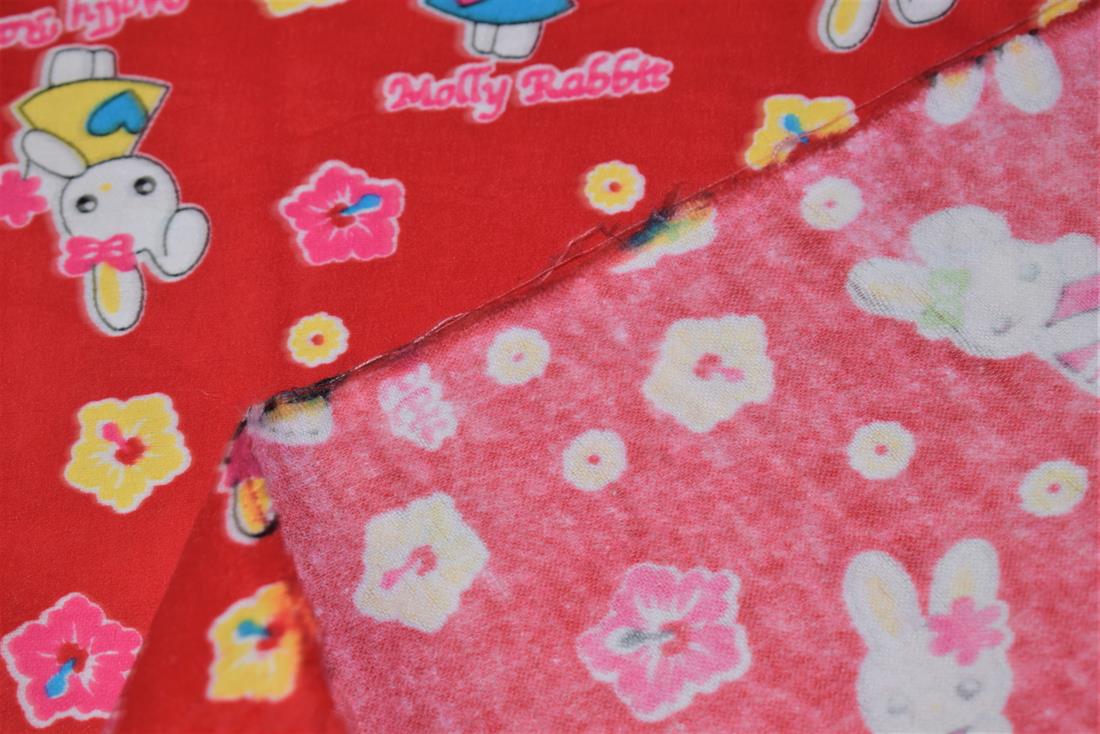 Red Brushed Cototn Printed Cotton Fabric